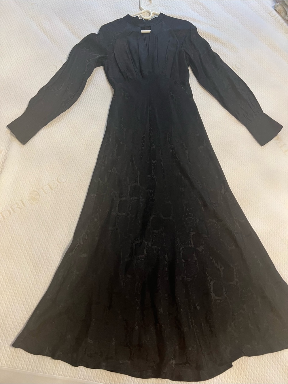 SIMKHAI Women's Black Long Sleeve Maxi Dress with Subtle Jacquard Texture